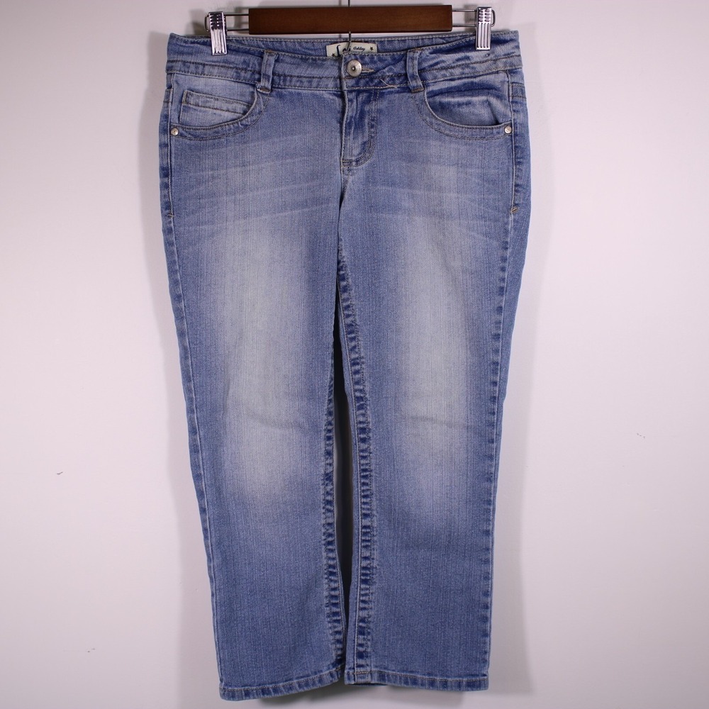 L.E.I. Jeans Womens 7 Blue Low Rise Ashley Capri Light Wash Y2K Stretch 30x21.75